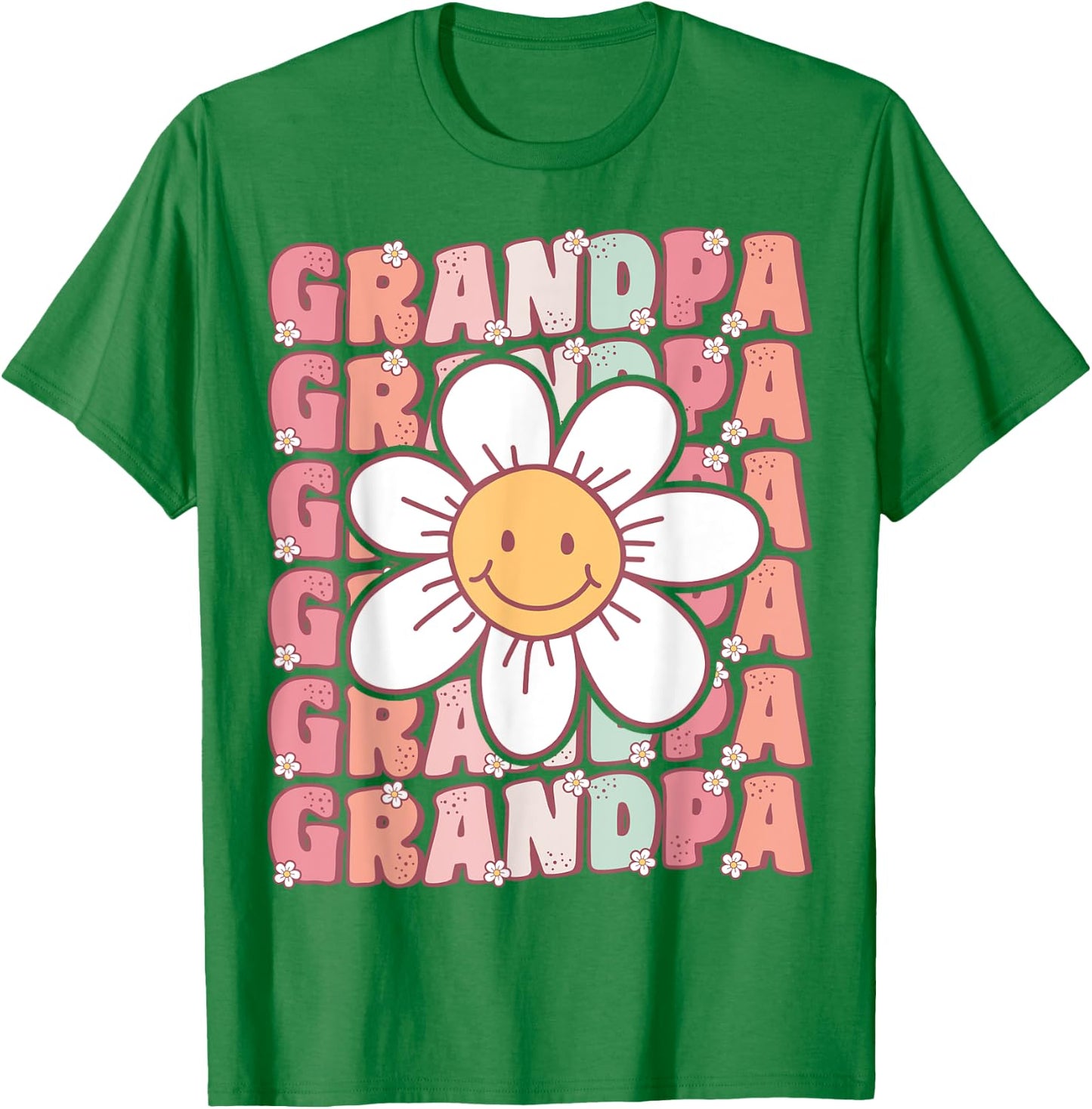 Groovy Grandpa Matching Family Birthday Party Daisy Flower T-Shirt - T-Shirt | Irish Green