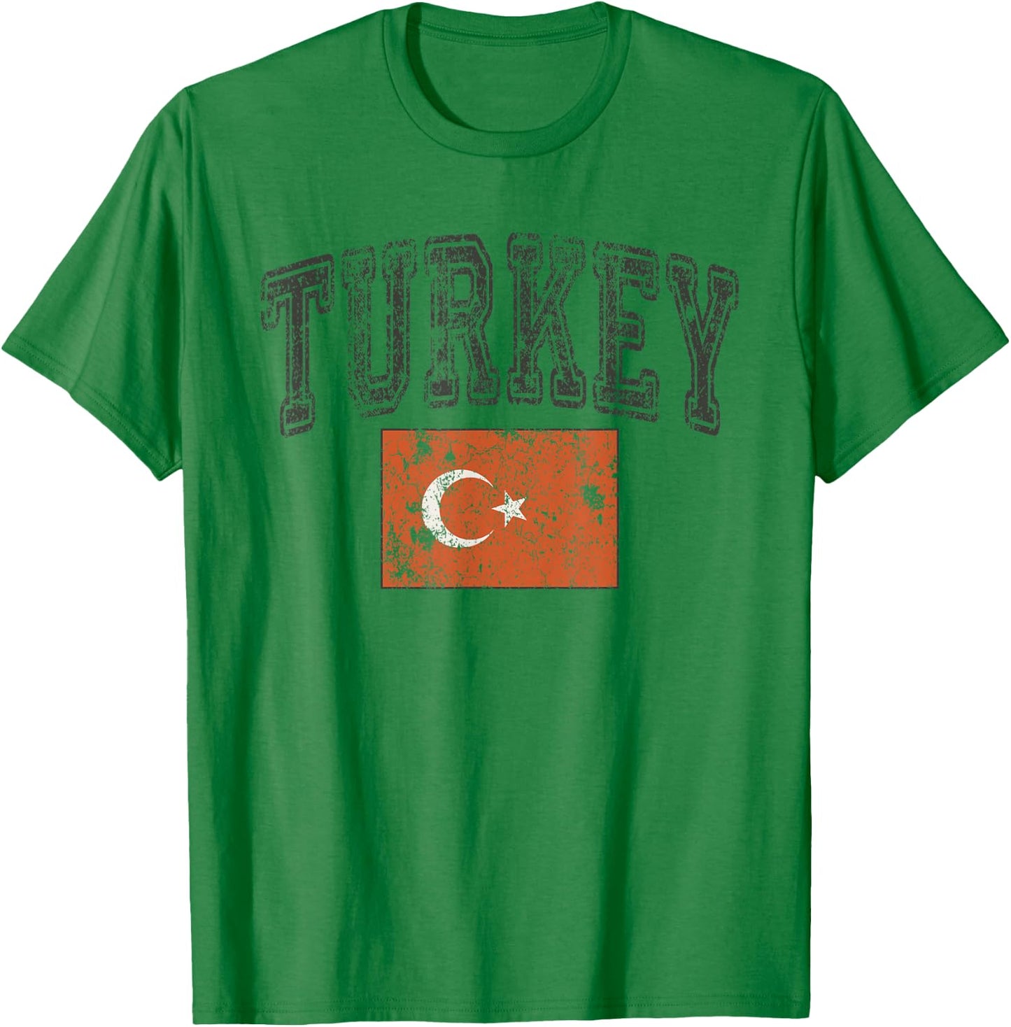 Vintage Retro Faded Turkey Flag Turkish Pride T-Shirt - T-Shirt | Irish Green