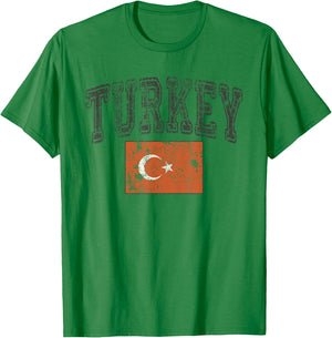 Vintage Retro Faded Turkey Flag Turkish Pride T-Shirt - T-Shirt | Irish Green