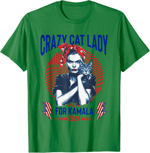 Crazy Cat Lady For Kamala 2024 Kamala Election 2024 Vote T-Shirt - T-Shirt | Irish Green
