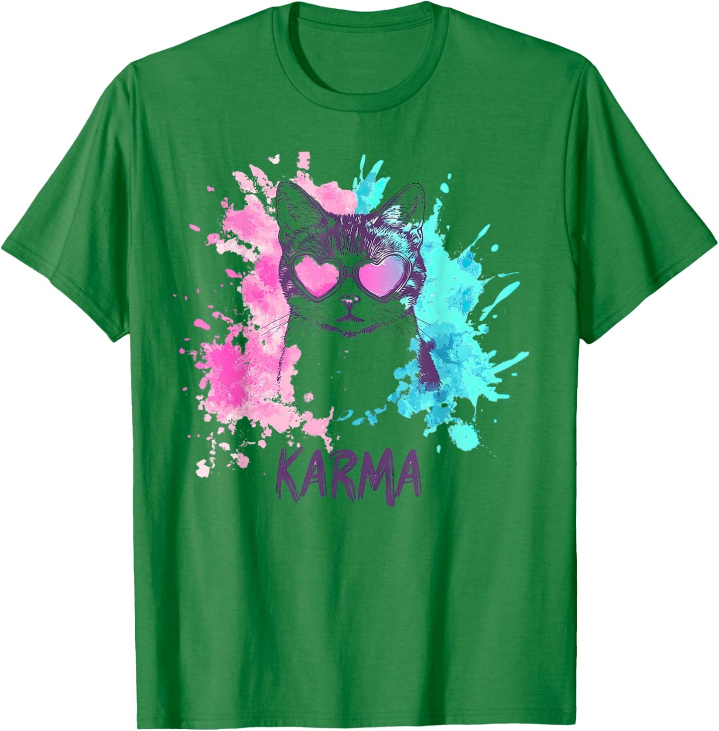Vintage Cat Karma lovers For Teens Girls Women Men T-Shirt - T-Shirt | Irish Green