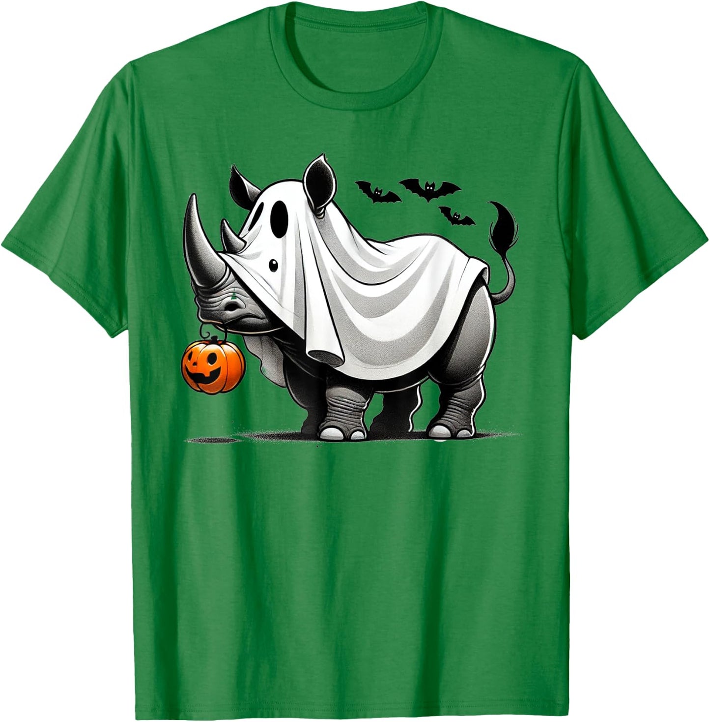 Funny Rhino Ghost Halloween Costume Rhinoceros Jackolantern T-Shirt - T-Shirt | Irish Green