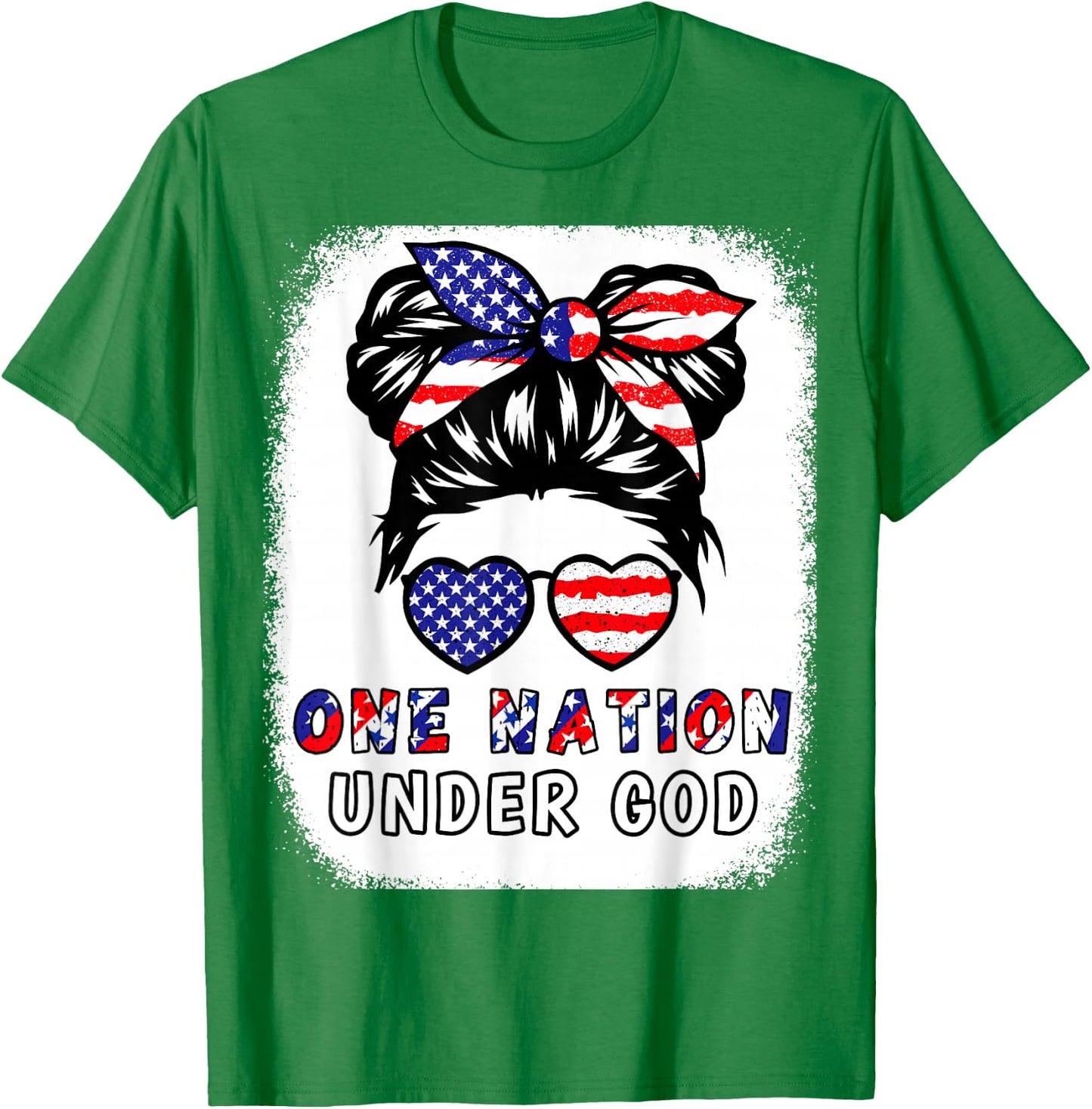 One Nation Under God Girl American Flag Patriotic Christian T-Shirt - T-Shirt | Irish Green