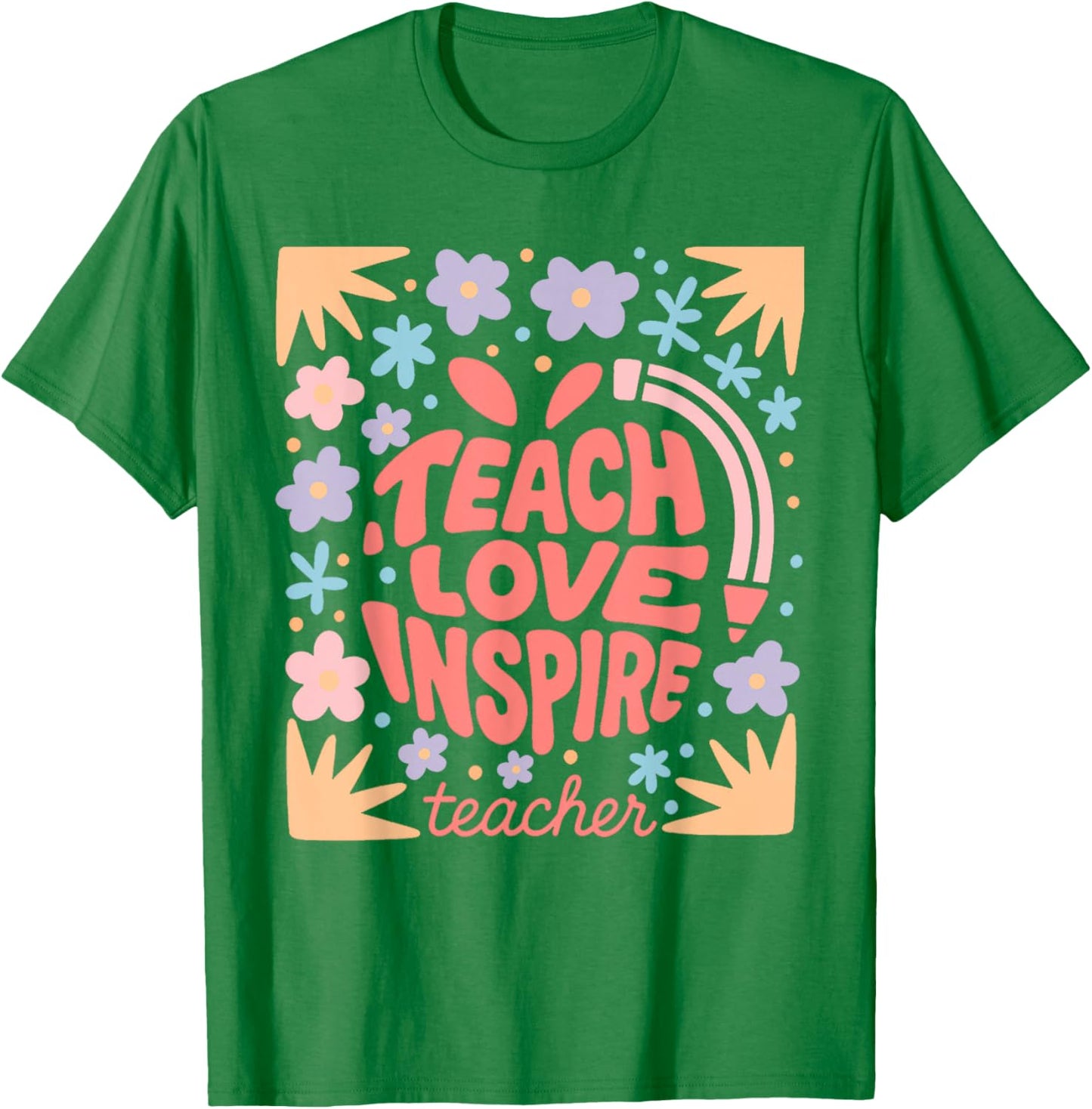 Boho Back to School Teacher Appreciation Flower Teacher T-Shirt - T-Shirt | Irish Green