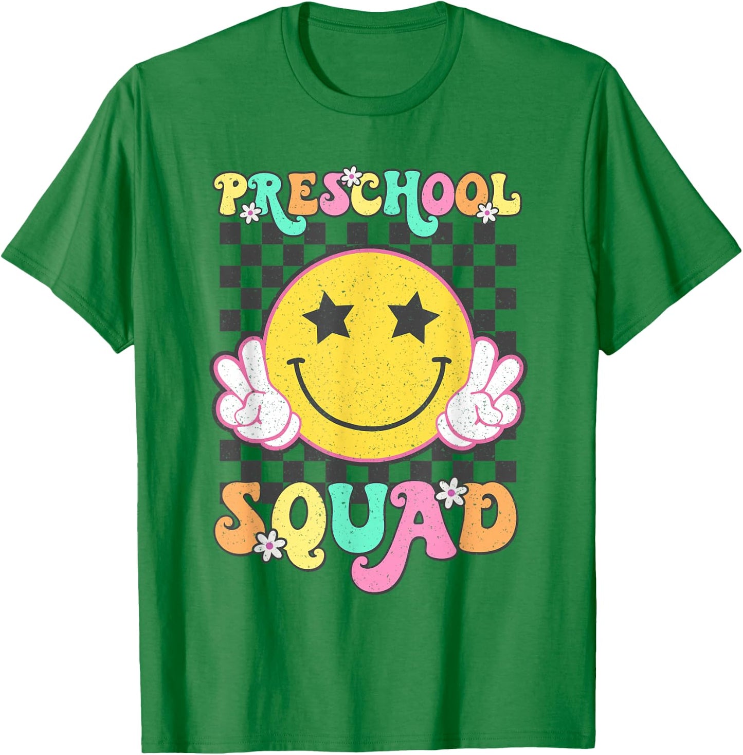 Preschool Squad Smile Retro Back To School T-Shirt - T-Shirt | Irish Green