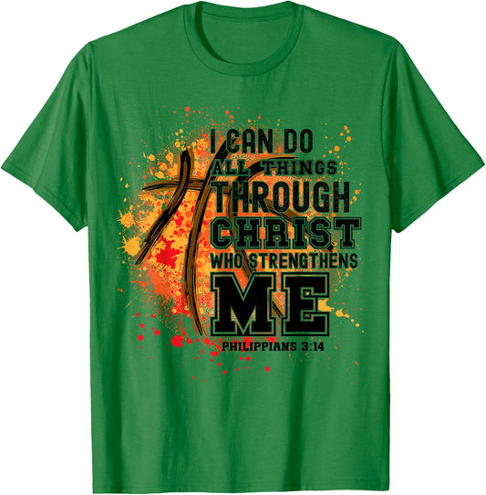 Christian Bible Verse Religious for Basketball Players Coach T-Shirt - T-Shirt | Irish Green