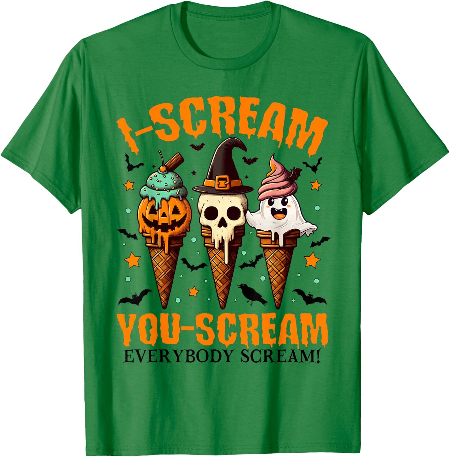 Halloween Ice Cream I-Scream You-Scream Everybody Scream T-Shirt - T-Shirt | Irish Green