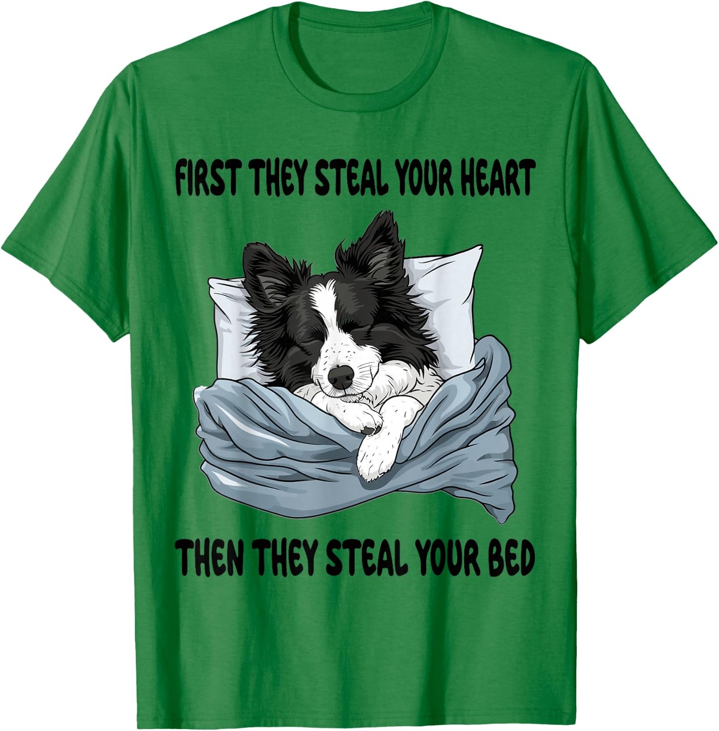 Border Collie Sleeping Pajamas Nightgown T-Shirt - T-Shirt | Irish Green