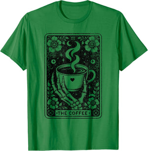 The Coffee Tarot Cards Skeleton Coffee Gifts Tarot Card T-Shirt - T-Shirt | Irish Green