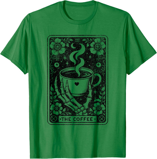 The Coffee Tarot Cards Skeleton Coffee Gifts Tarot Card T-Shirt - T-Shirt | Irish Green