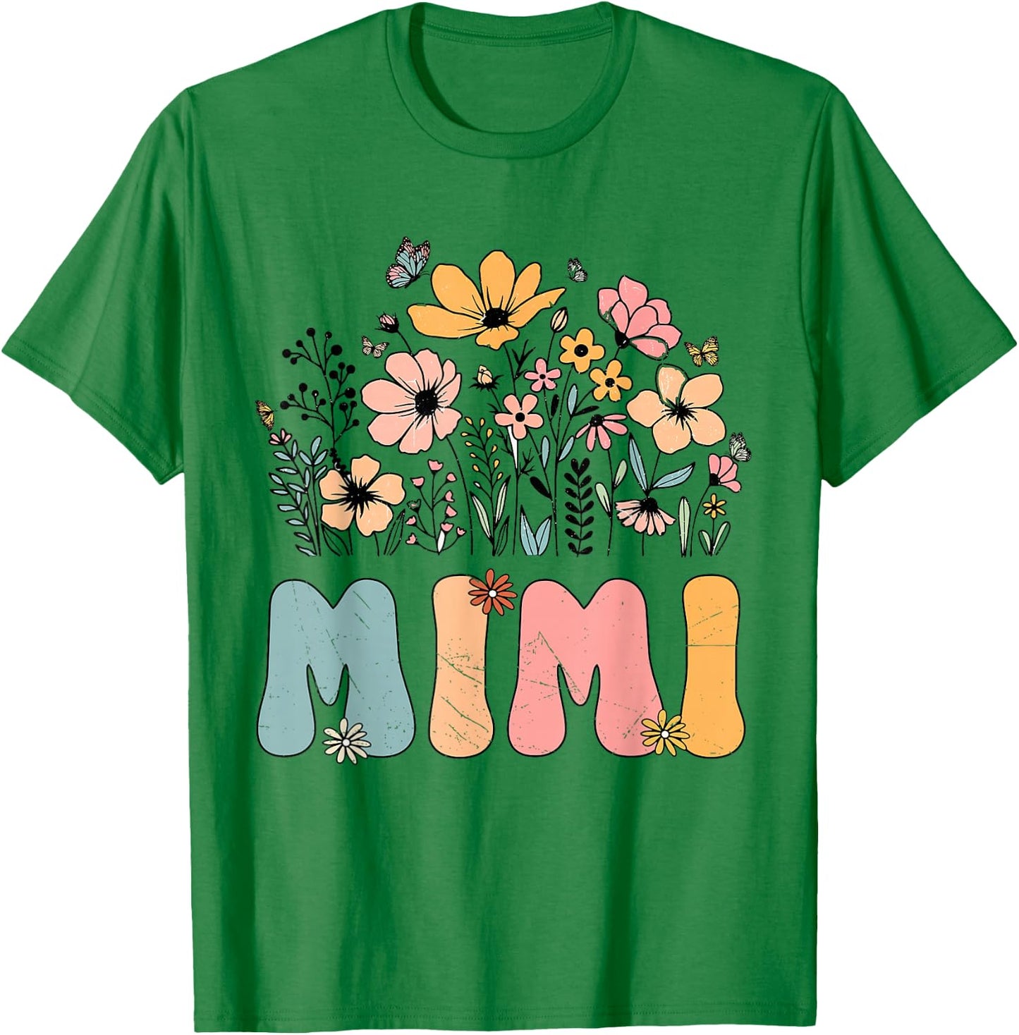 Wildflower Mimi Life Grandma Grandmother Announcement T-Shirt - T-Shirt | Irish Green