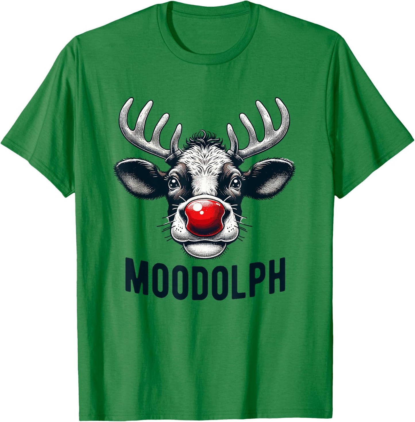 Funny Moodolph Cow Dairy Farmer Christmas Pun T-Shirt - T-Shirt | Irish Green