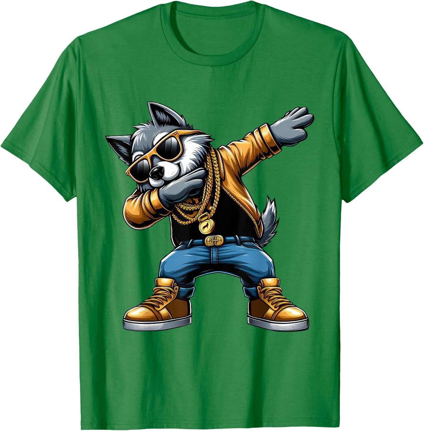 Dabbing Wolf Funny Wolf Dab Dance Boys Girls Kids T-Shirt - T-Shirt | Irish Green