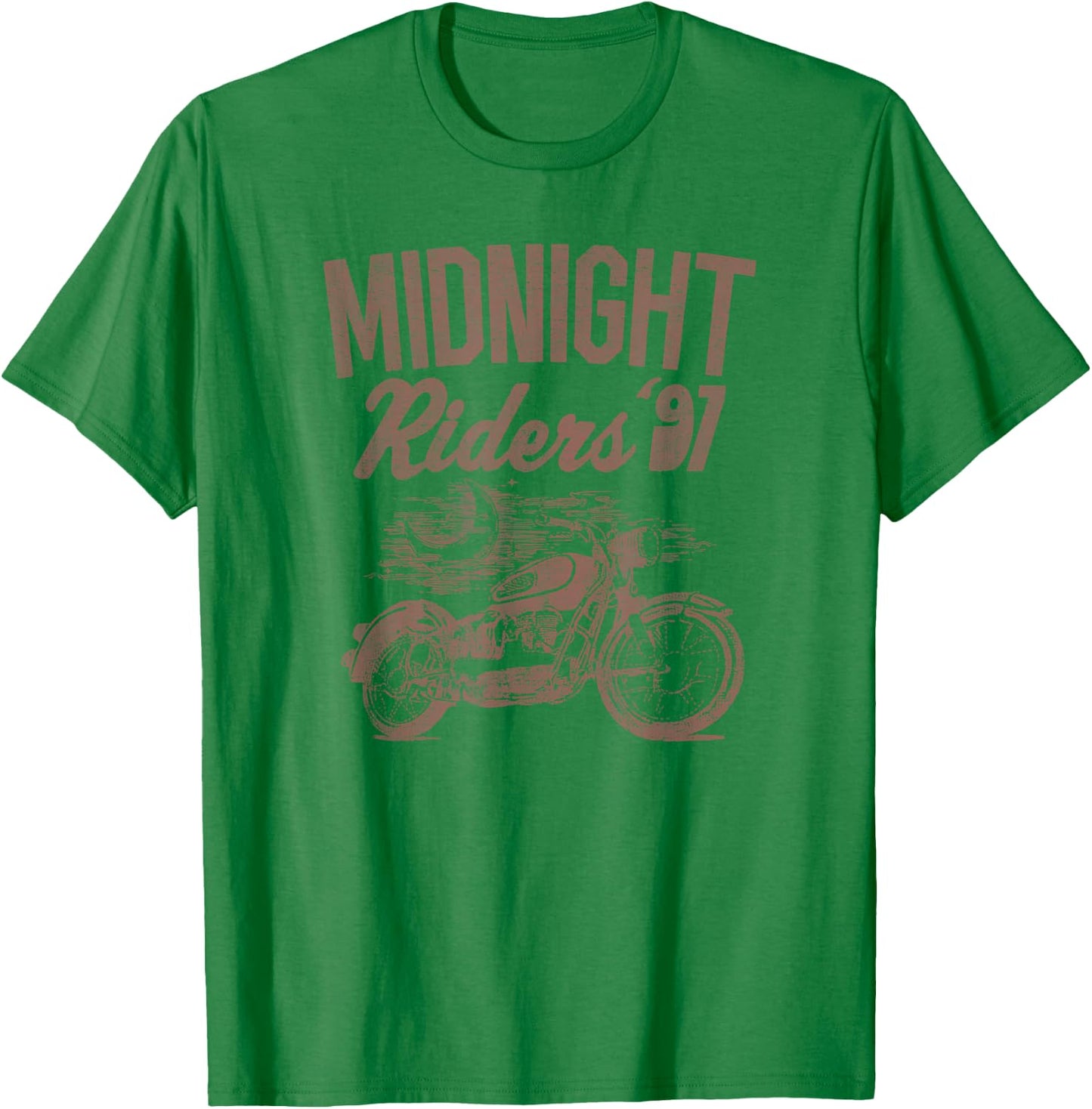 Trendy Midnight Riders '91 Faded Text, Motorcycle T-Shirt - T-Shirt | Irish Green