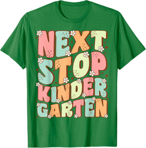 Next Stop Kindergarten Cute Groovy Last Day of Pre-K T-Shirt - T-Shirt | Irish Green