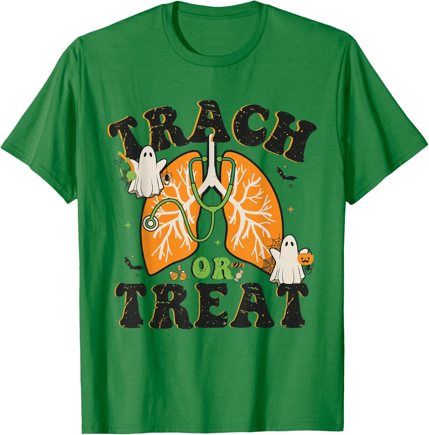 Trach or Treat ICU RN Halloween Nurse Respiratory Therapist T-Shirt - T-Shirt | Irish Green