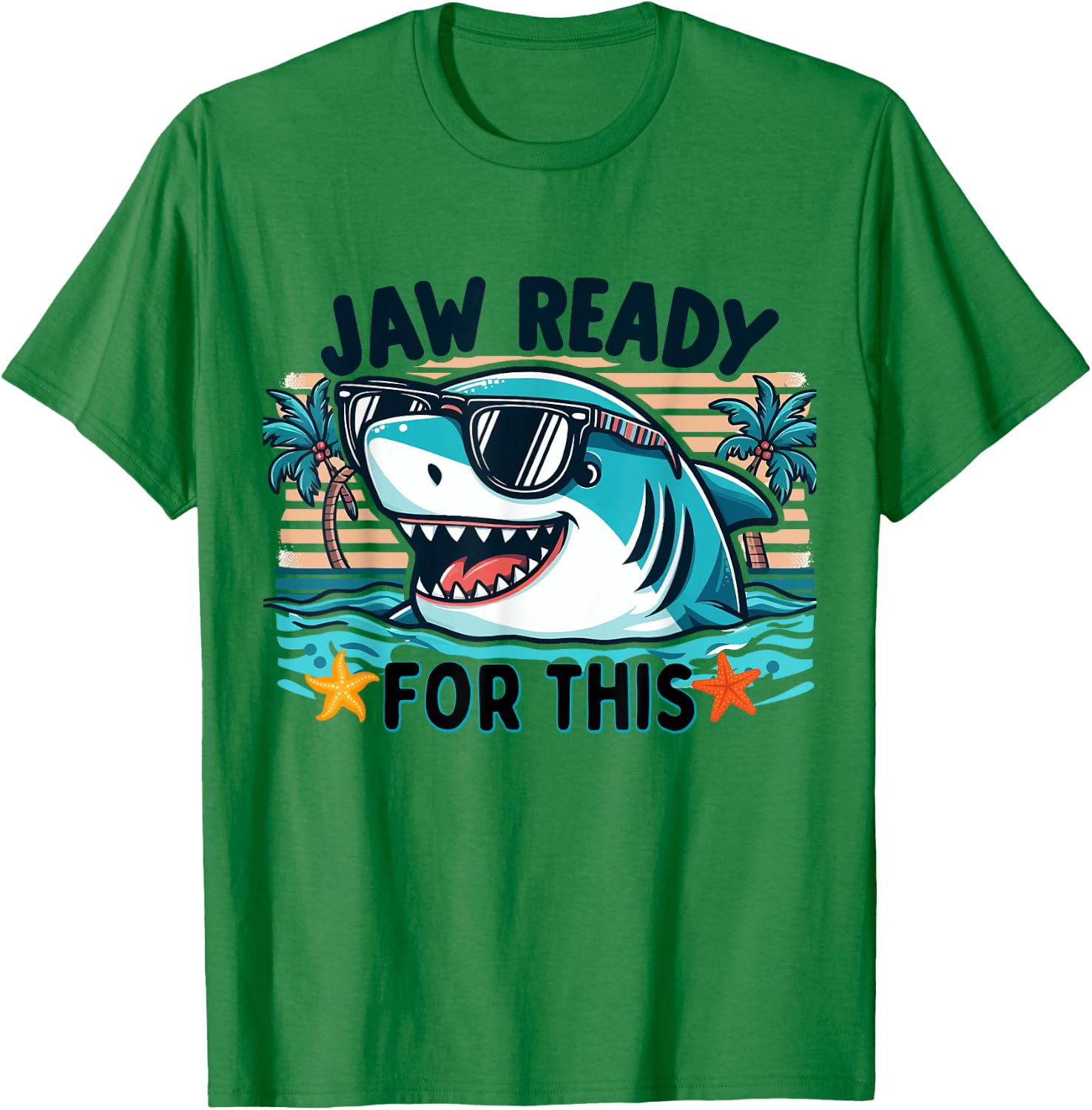 Jaw Ready For This Funny Shark Lover Pun Ocean Wildlife T-Shirt - T-Shirt | Irish Green