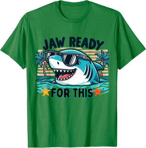 Jaw Ready For This Funny Shark Lover Pun Ocean Wildlife T-Shirt - T-Shirt | Irish Green