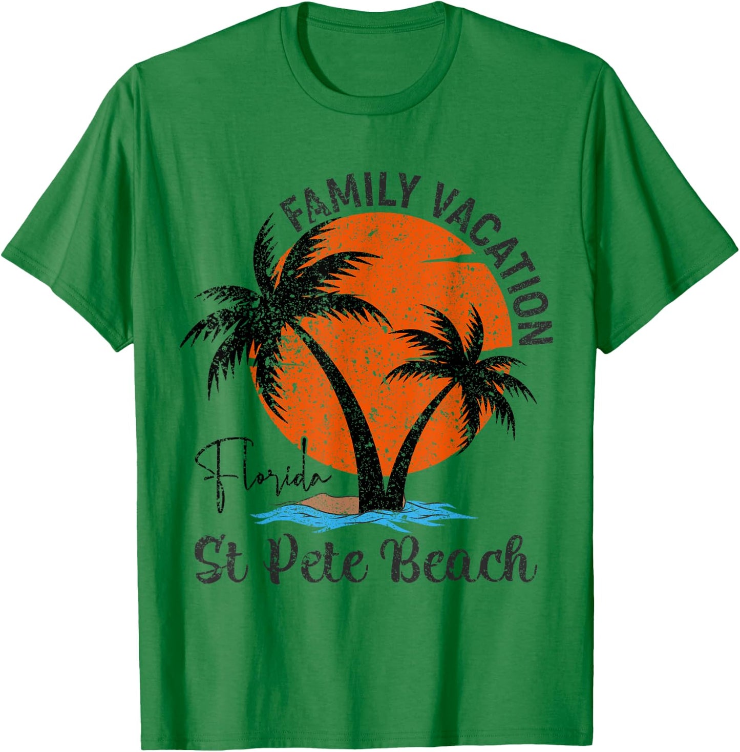 Vintage St Pete Florida Beach Palm Tree Family Vacation Men Women Kids T-Shirt - T-Shirt | Irish Green
