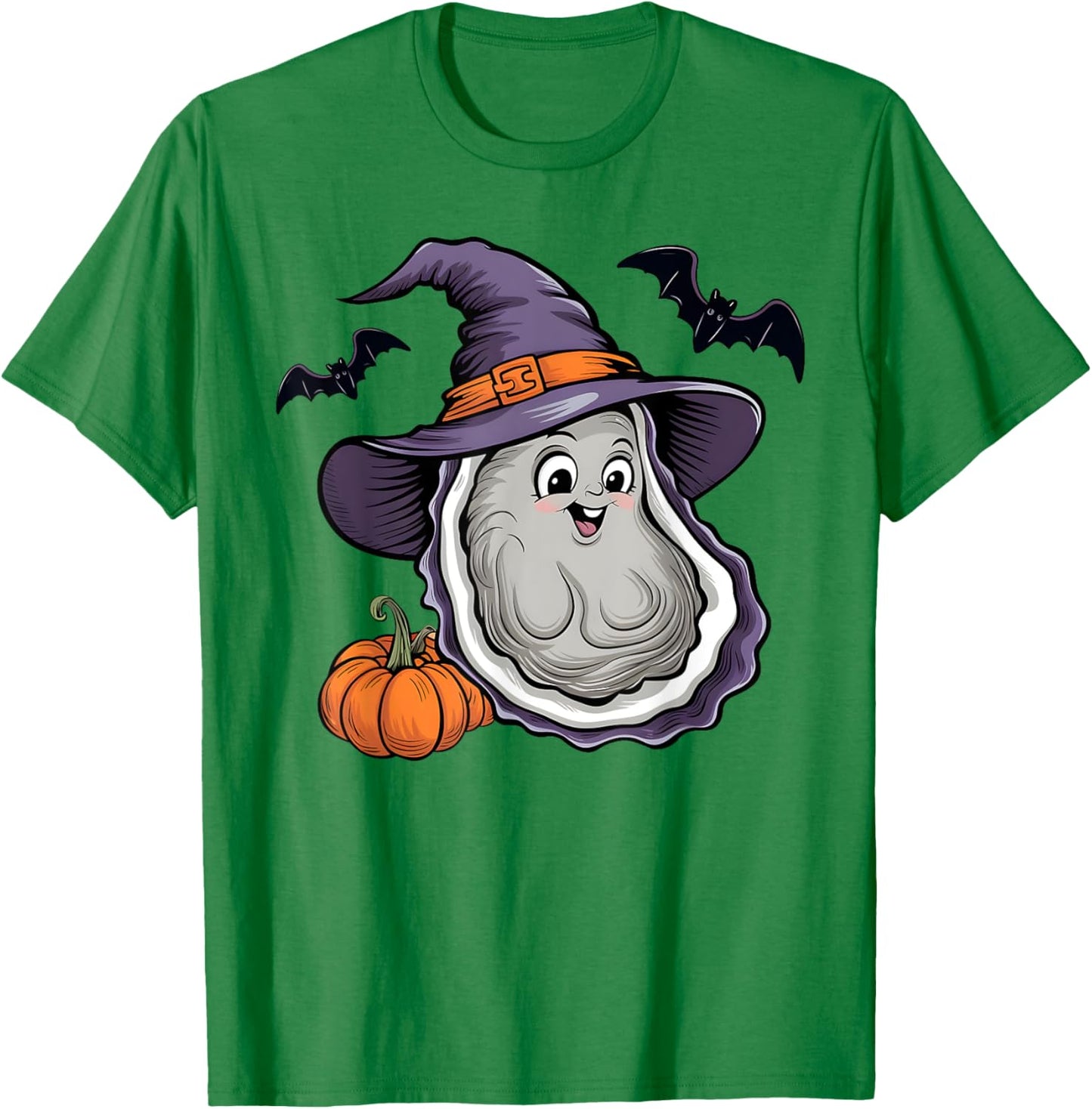 Funny Pumpkin Bat Witch Costume Oyster Halloween T-Shirt - T-Shirt | Irish Green