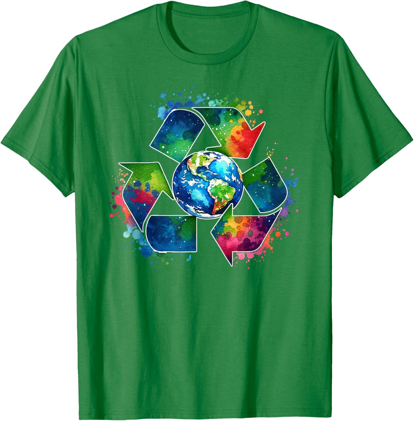 Recycle Symbol with Earth Supporting Earth Day Every Day T-Shirt - T-Shirt | Irish Green