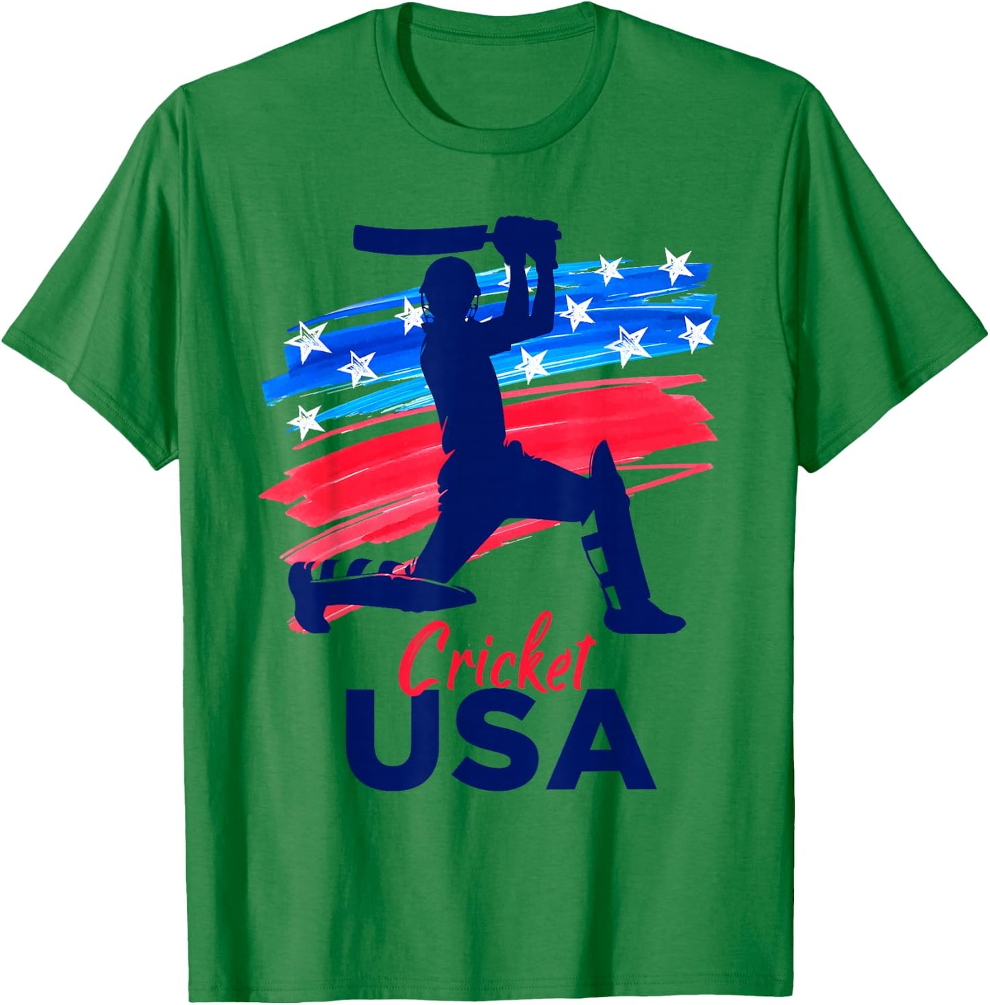 Cricket Support Team Flag USA Batsman Bowler American T-Shirt - T-Shirt | Irish Green