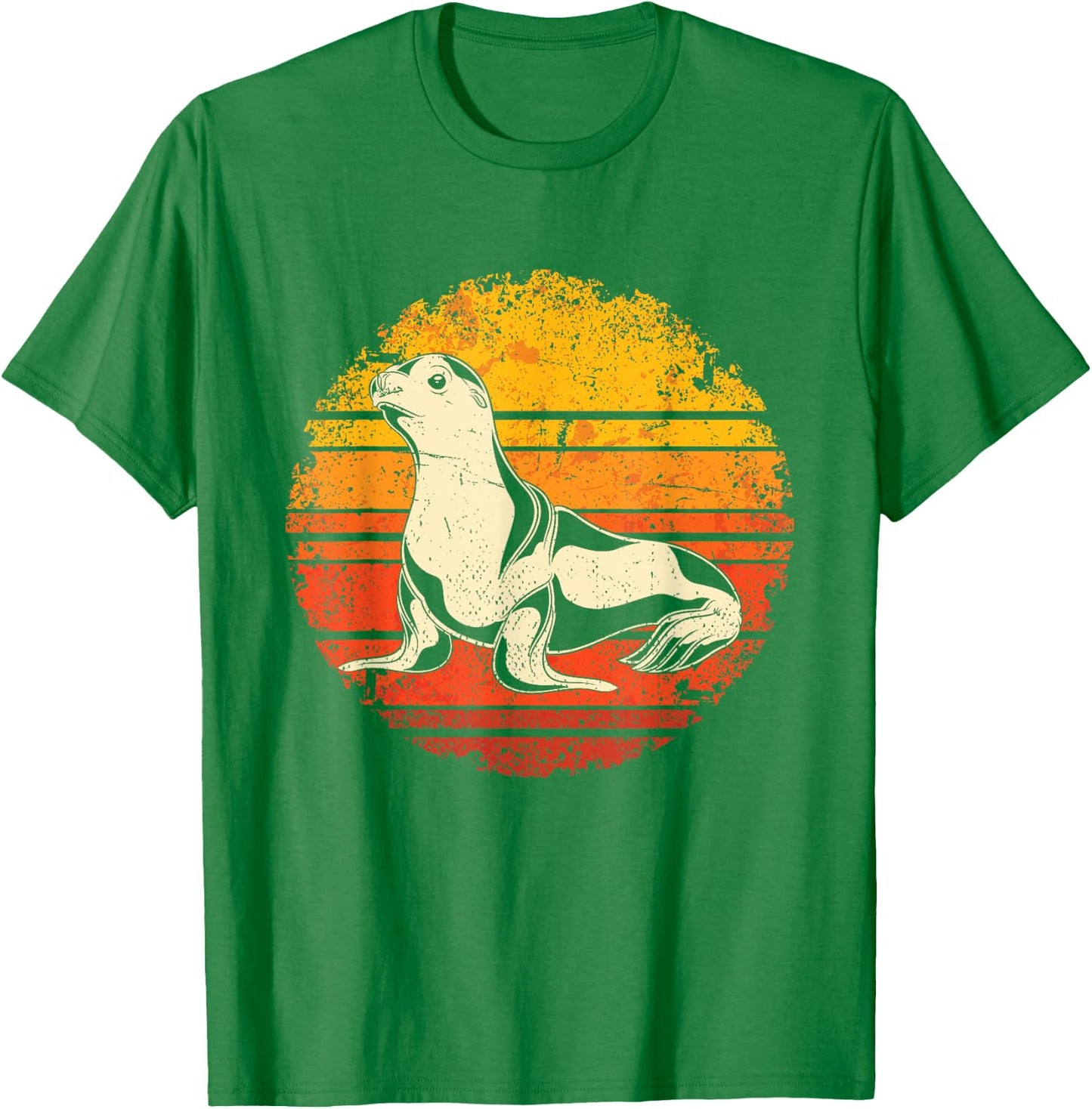 Retro Sea Lion T-Shirt - T-Shirt | Irish Green