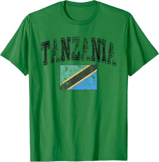 Vintage Retro Faded Tanzania Flag Tanzanian Pride T-Shirt - T-Shirt | Irish Green