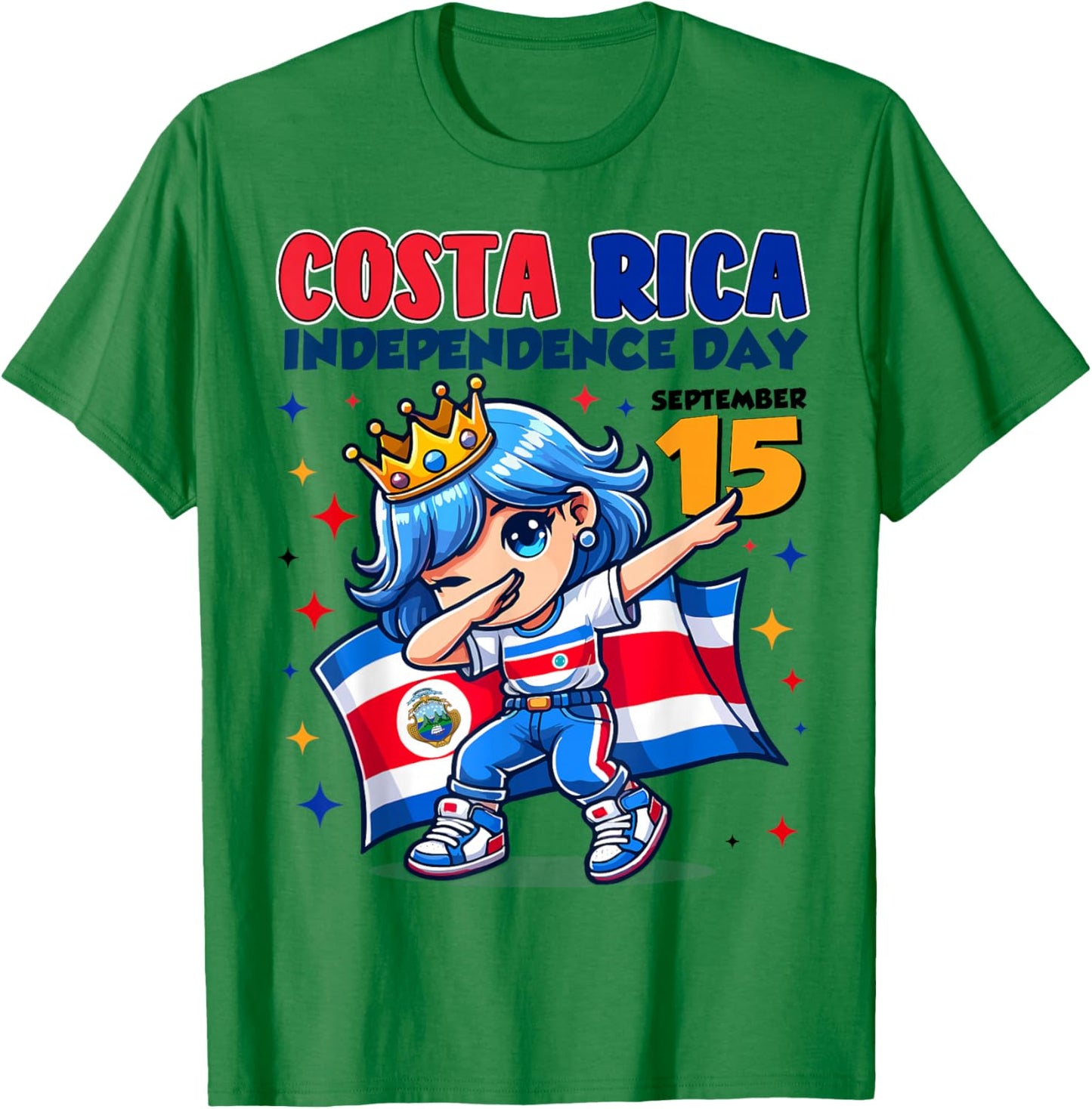 Costa Rica Independence Day September 15 Celebration girls T-Shirt - T-Shirt | Irish Green