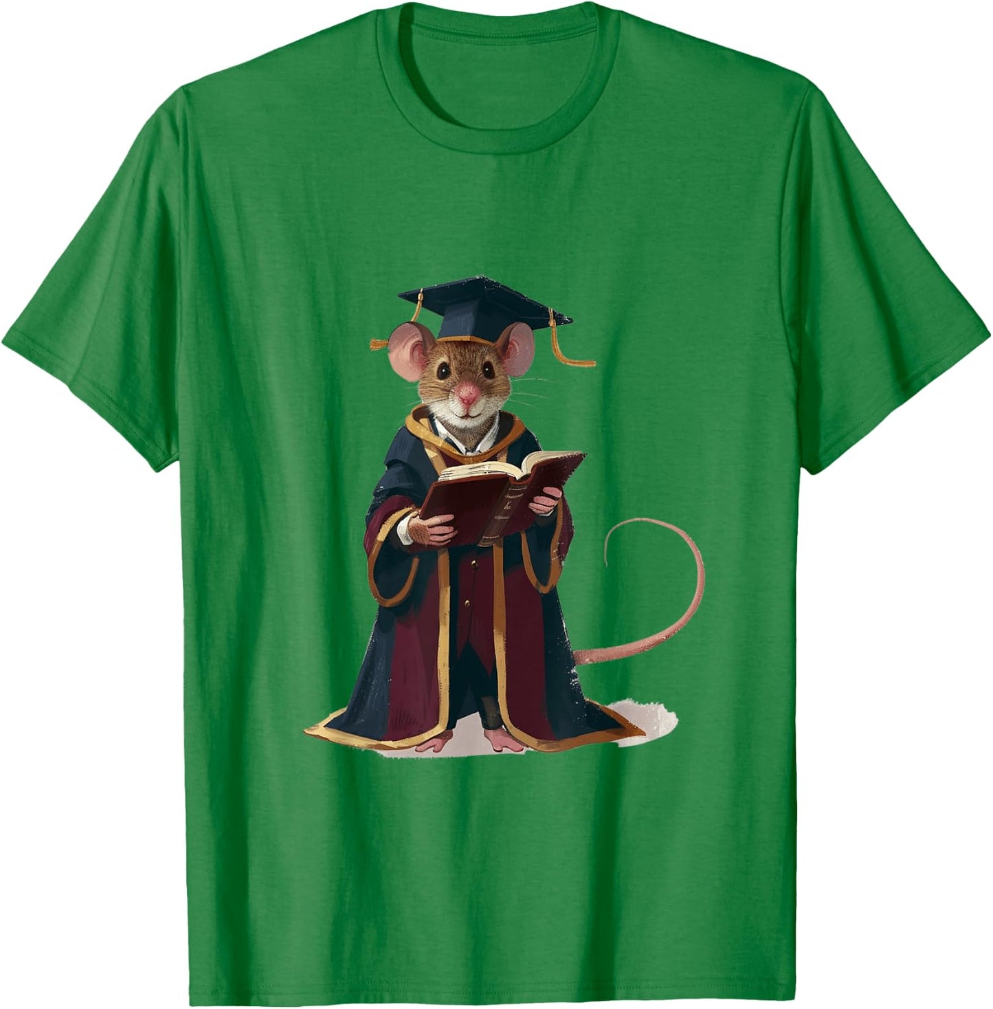 Cute Mouse Reading Book Graduation Gift T-Shirt - T-Shirt | Irish Green
