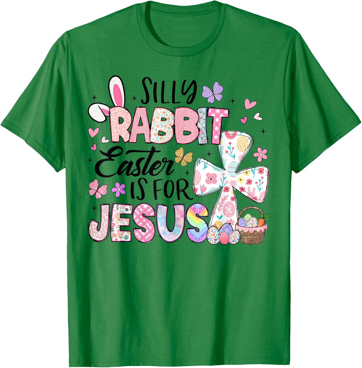 Silly Rabbit Easter Is For Jesus Cute Bunny Christian Kids T-Shirt - T-Shirt | Irish Green