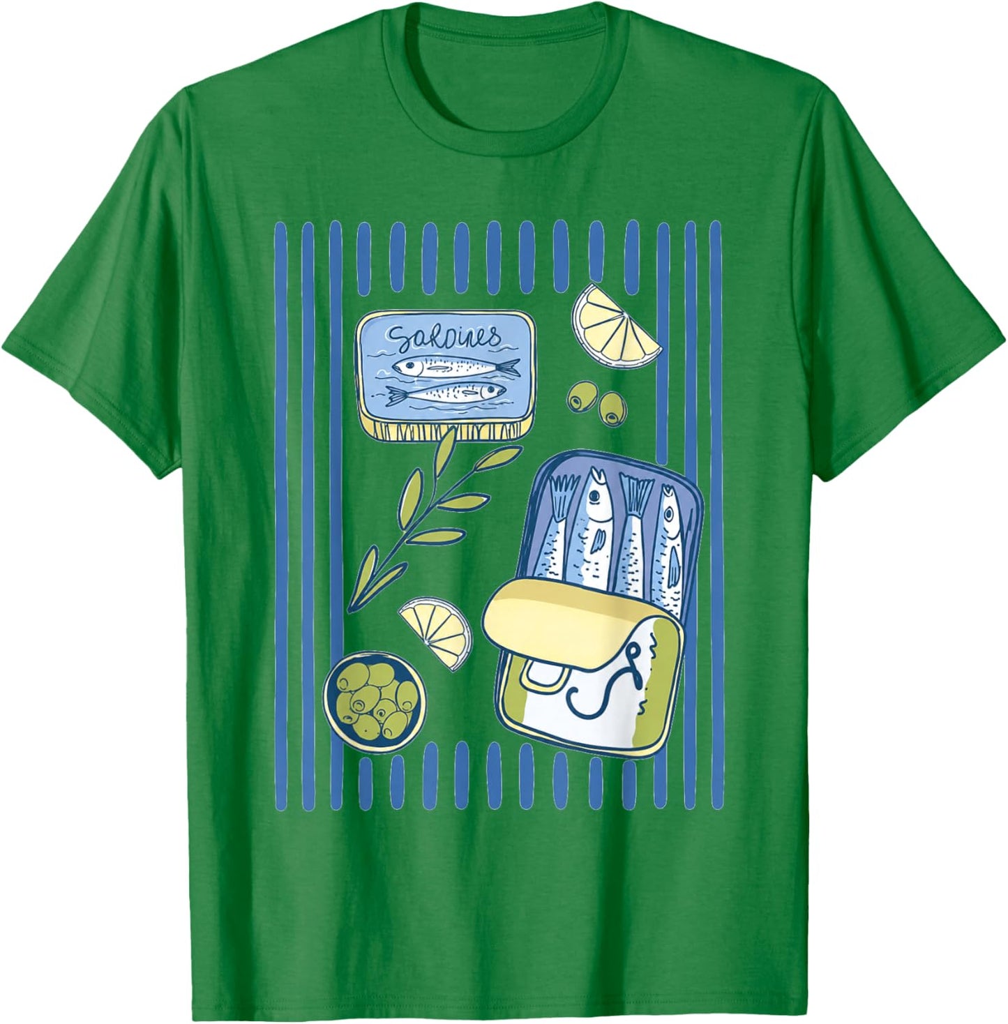Retro Graphic Fish Sardines Tinned Summer Women Kid T-Shirt - T-Shirt | Irish Green