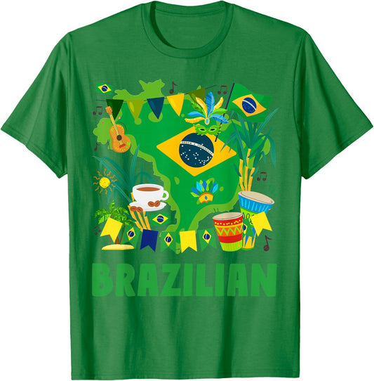 Brazil Flag Outfit Idea For Kids Brasil & Brazilian Flag T-Shirt - T-Shirt | Irish Green