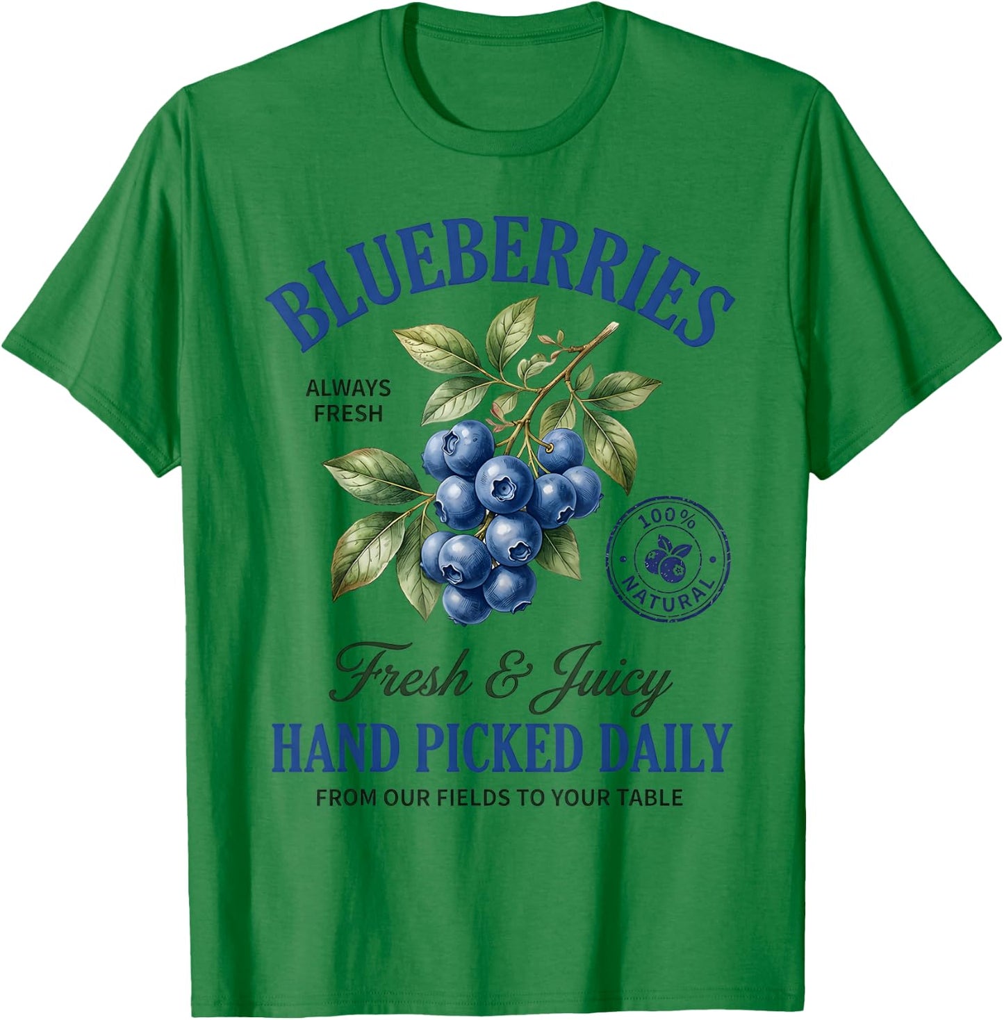 Fresh Blueberries Hand Picked Vintage Blueberry Summer Fruit T-Shirt - T-Shirt | Irish Green