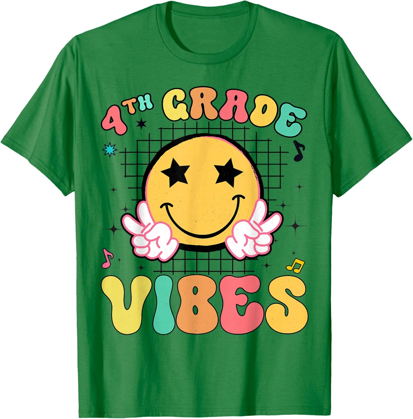 Girls 4th Grade Vibes Smile Face Back to School Fourth grade T-Shirt - T-Shirt | Irish Green
