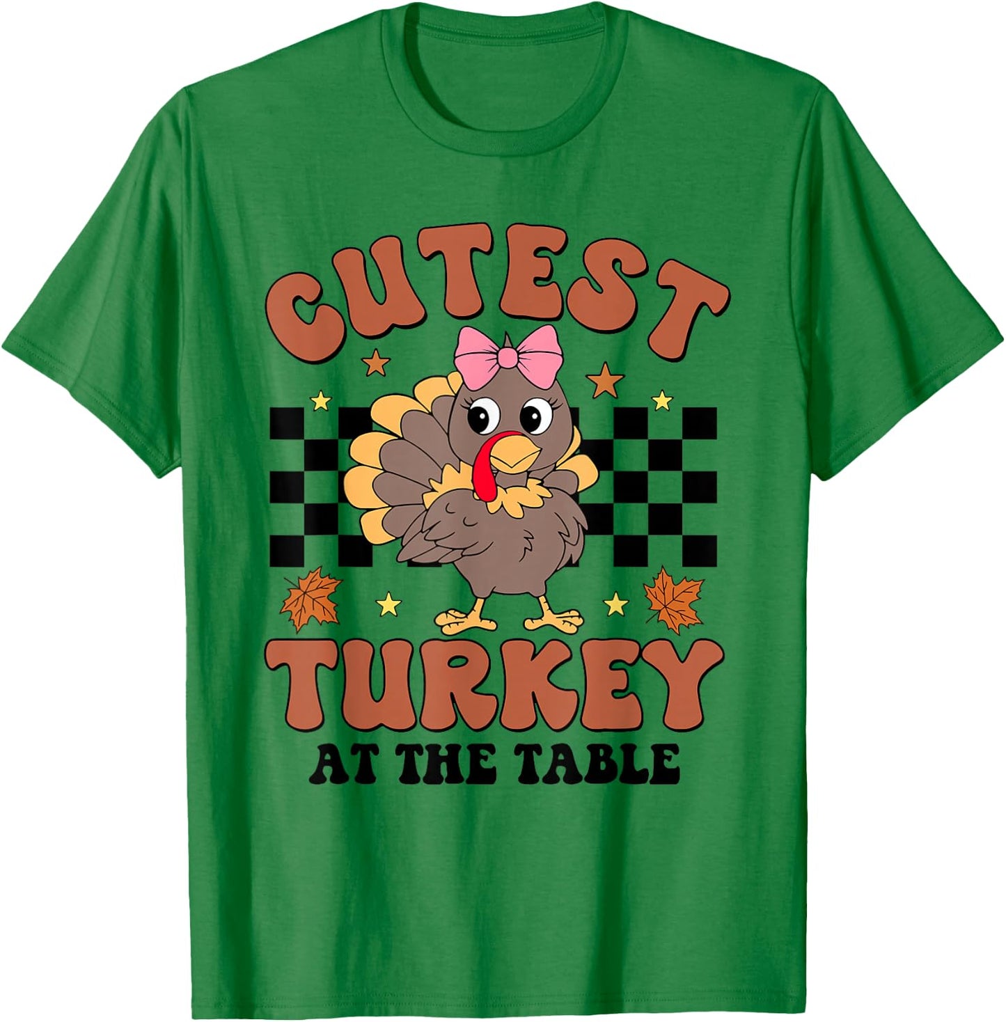 Thanksgiving Cutest Turkey At The Table Dinner Girl Toddler T-Shirt - T-Shirt | Irish Green