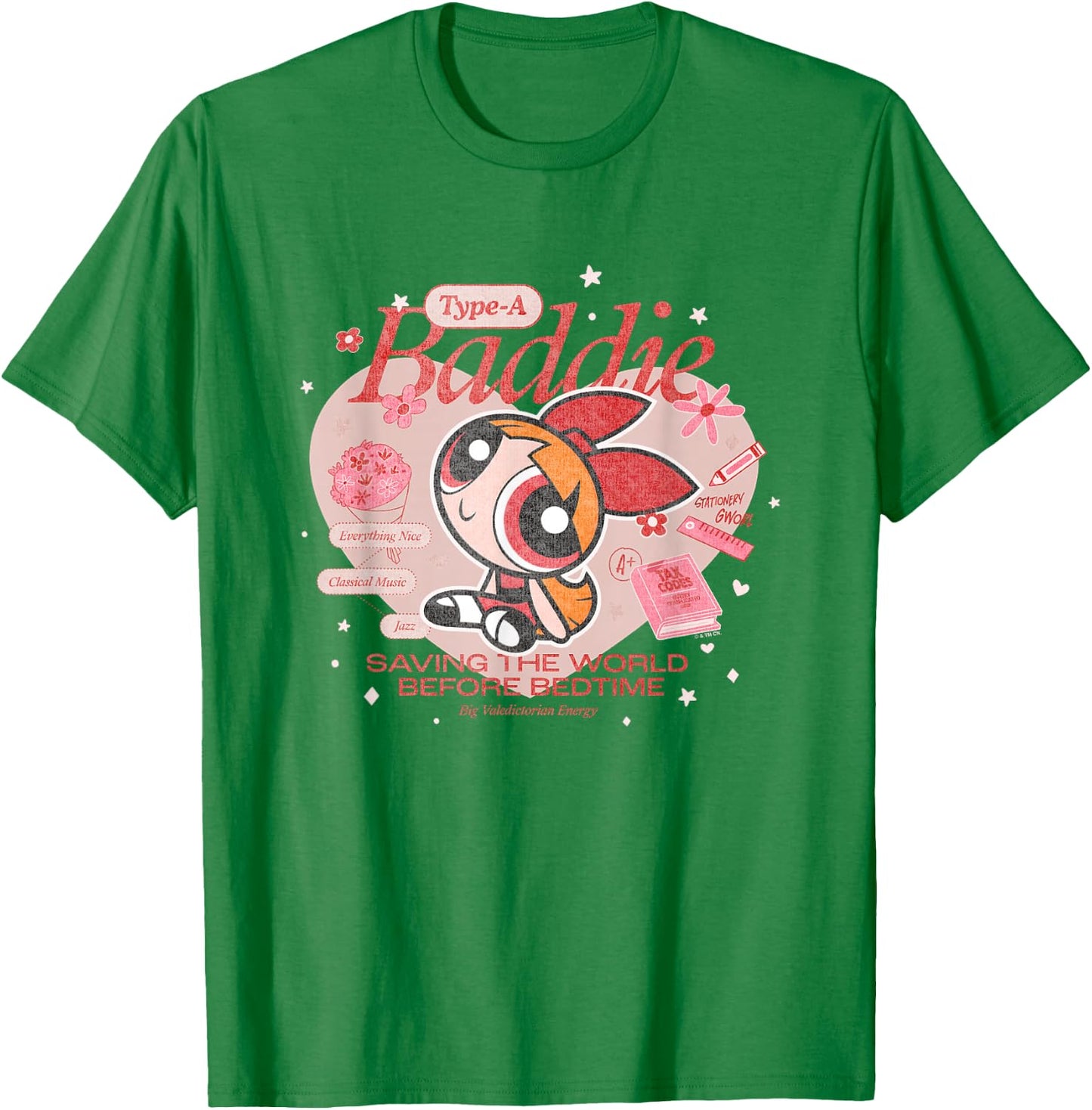 The Powerpuff Girls Blossom Type-A Baddie Distressed T-Shirt - T-Shirt | Irish Green