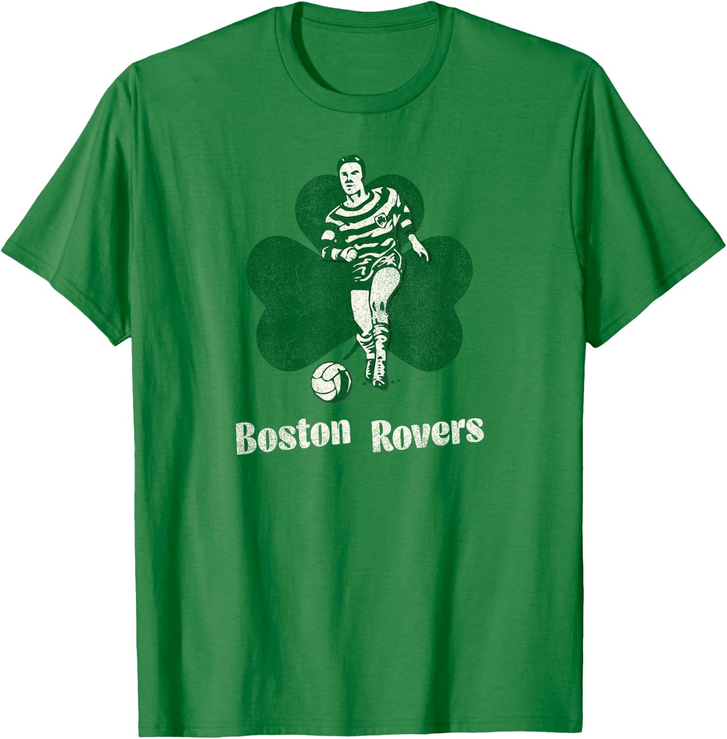 Boston Rovers Vintage Soccer League Shamrock Irish Futbol T-Shirt - T-Shirt | Irish Green