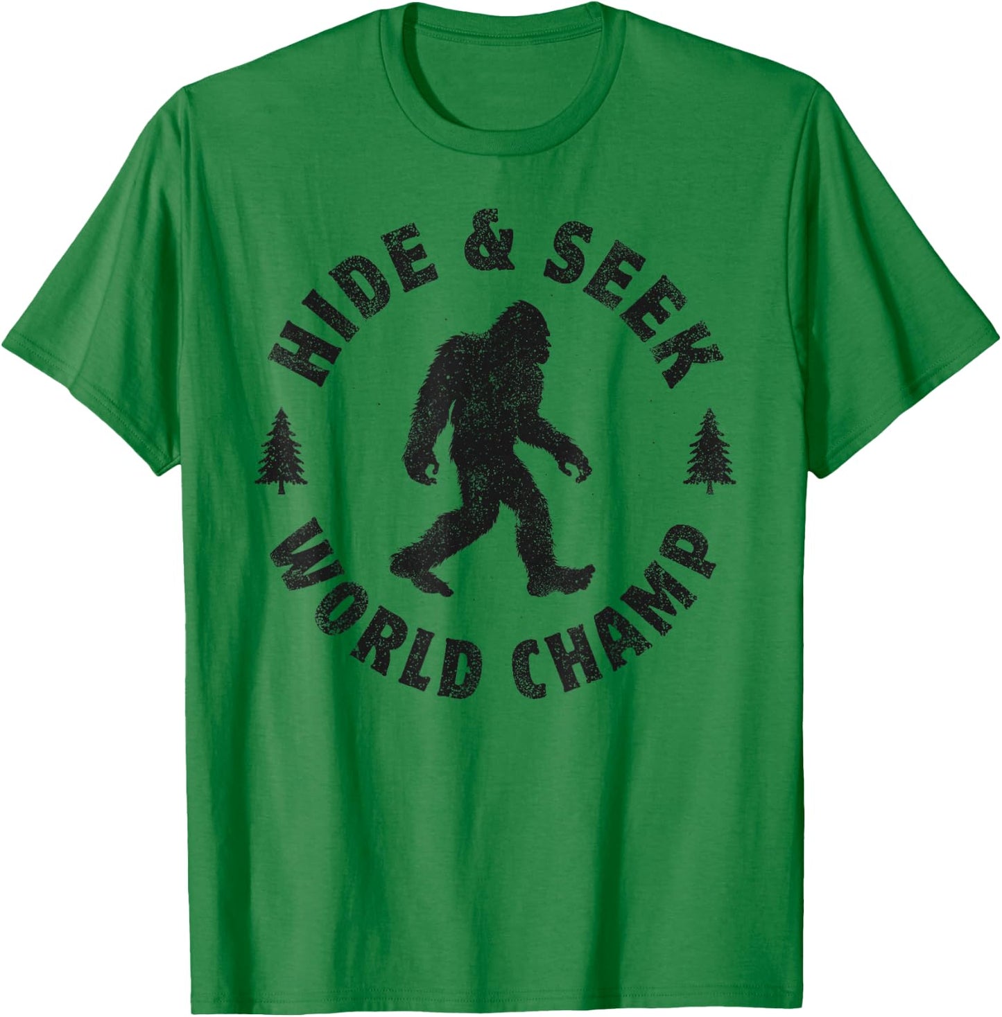 Bigfoot Hide And Seek World Champion Sasquatch Retro Vintage T-Shirt - T-Shirt | Irish Green