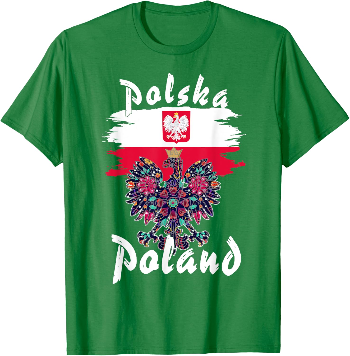 Polska Polish Flag Idea & Polish Folk Polish Eagle T-Shirt - T-Shirt | Irish Green