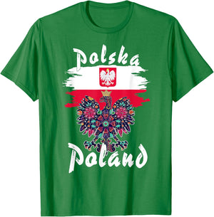 Polska Polish Flag Idea & Polish Folk Polish Eagle T-Shirt - T-Shirt | Irish Green