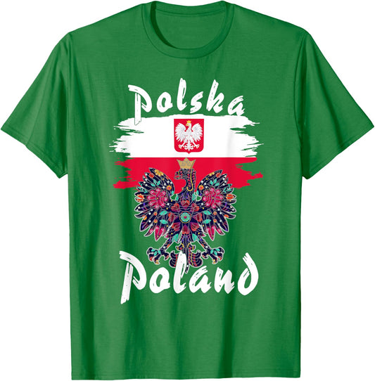 Polska Polish Flag Idea & Polish Folk Polish Eagle T-Shirt - T-Shirt | Irish Green