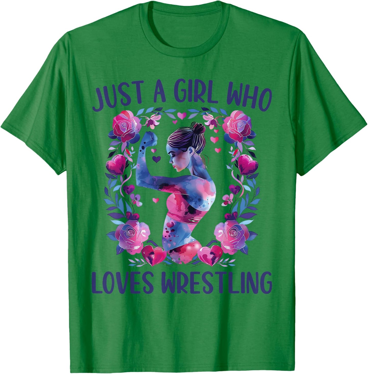 Just A Girl Who Loves Wrestling Cute Wrestler Wrestling Gift T-Shirt - T-Shirt | Irish Green