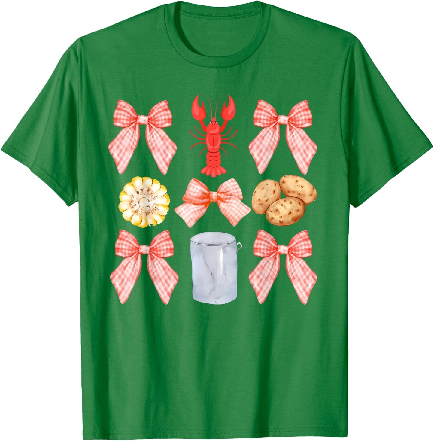 Pink Bow Cute Coquette Crawfish Boil Y2K Girl Aesthetic T-Shirt - T-Shirt | Irish Green