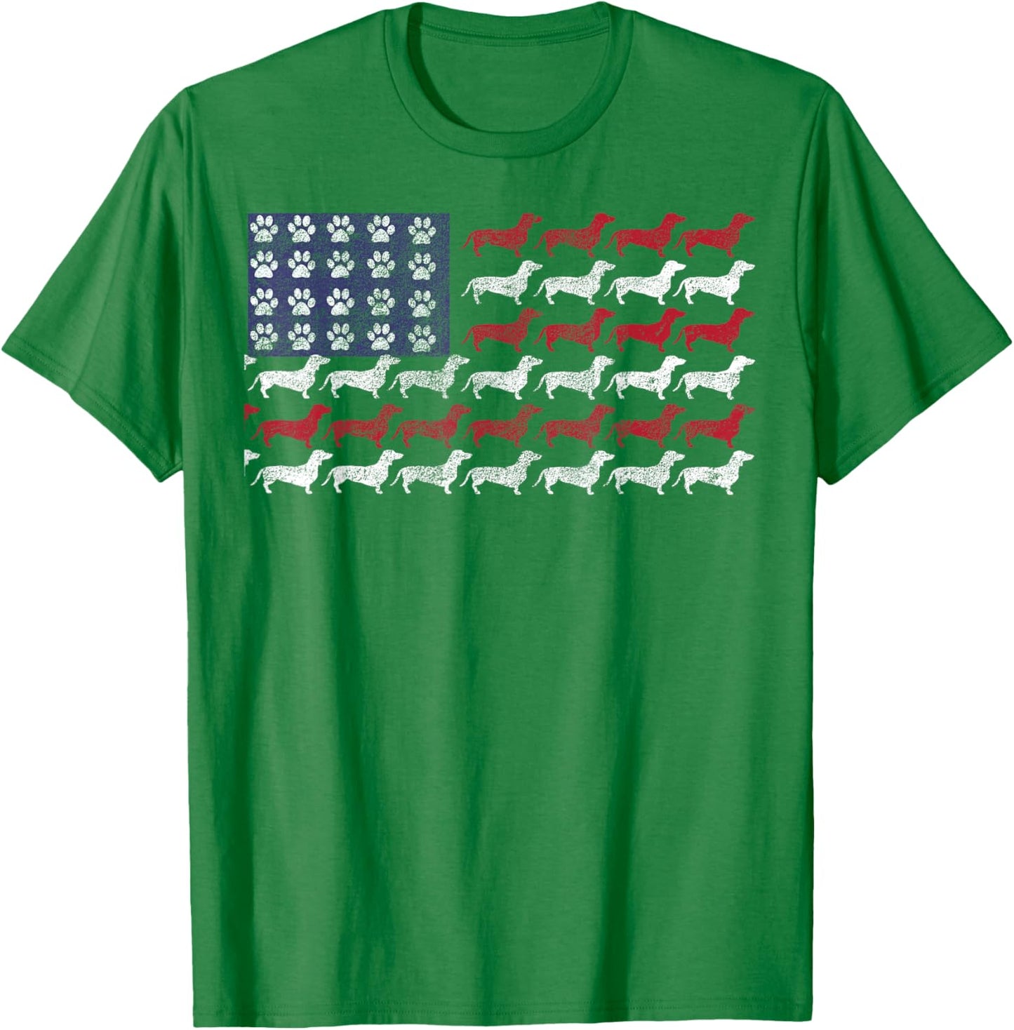 Dachshund Cute American Flag 4th of July Gift Shirt T-Shirt - T-Shirt | Irish Green