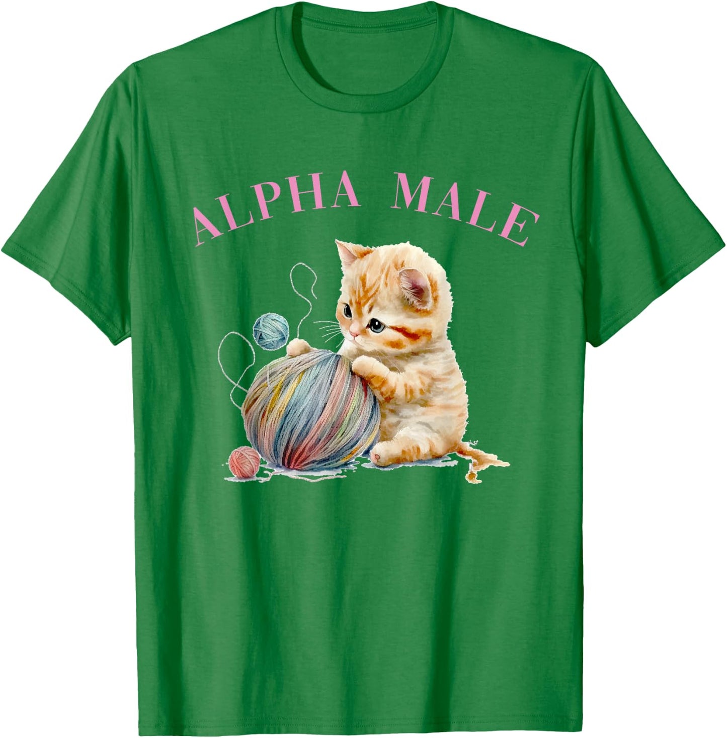 Alpha Male Cute Cat Funny Meme Ironic Kitten T-Shirt - T-Shirt | Irish Green