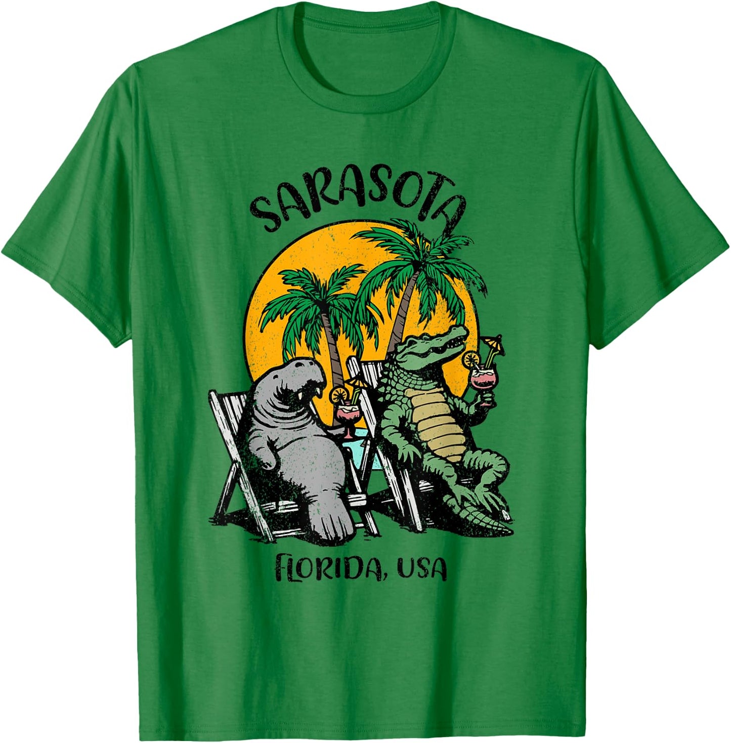 Sarasota Florida USA Funny Manatee Alligator Design T-Shirt - T-Shirt | Irish Green