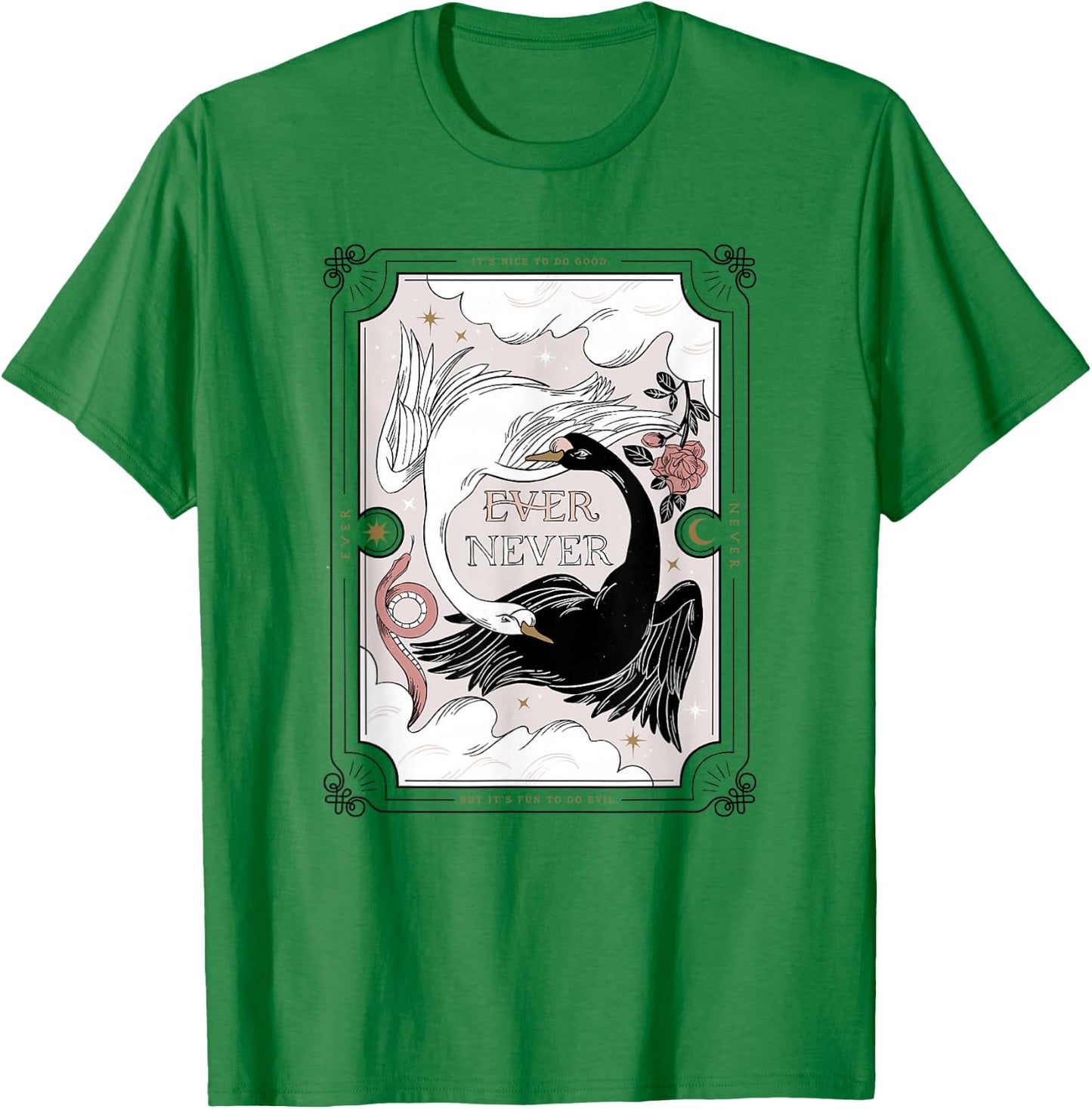 The School for Good and Evil Ever Never Black & White Geese T-Shirt - T-Shirt | Irish Green