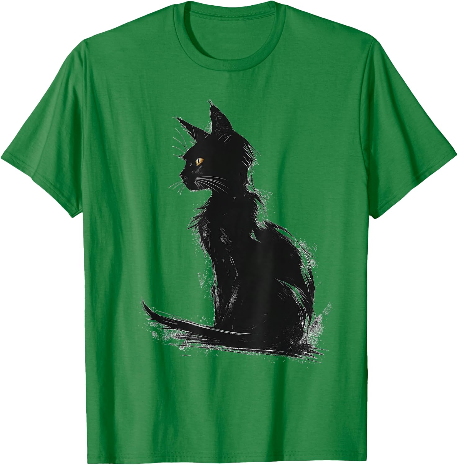 Cat Abstract Graphic Drawing Artwork Animal Cat Men Women Kids T-Shirt - T-Shirt | Irish Green