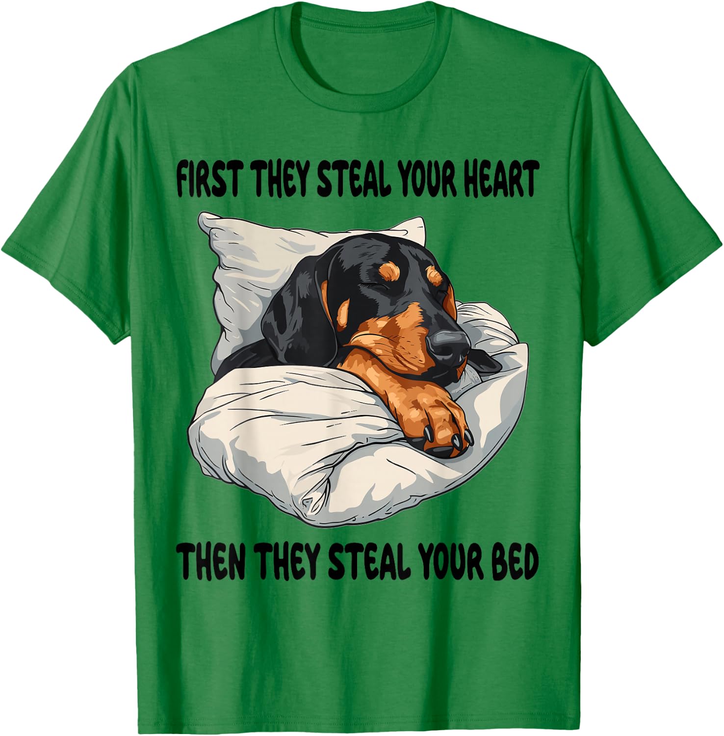 Black And Tan Coonhound Sleeping Pajamas Nightgown T-Shirt - T-Shirt | Irish Green